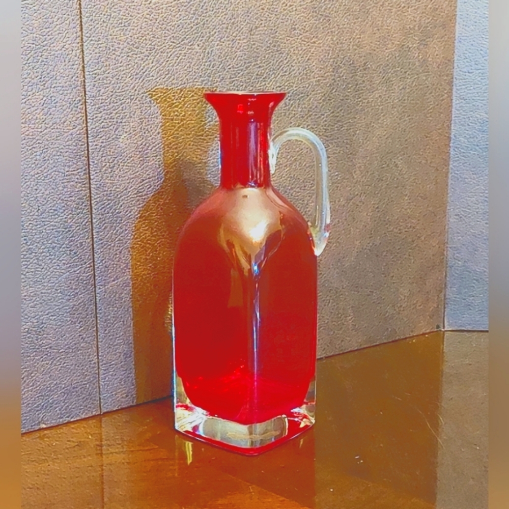 Vintage 1970’s Bright Red Murano Style Carafes in Excellent Condition